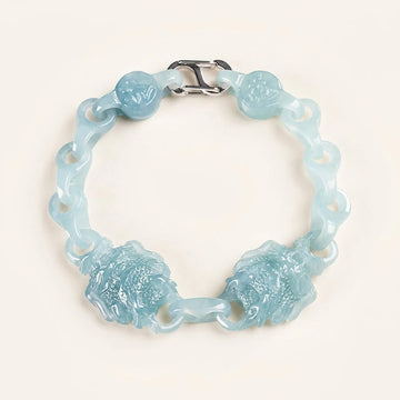 Natural Jade Double Dragon Men Bracelet