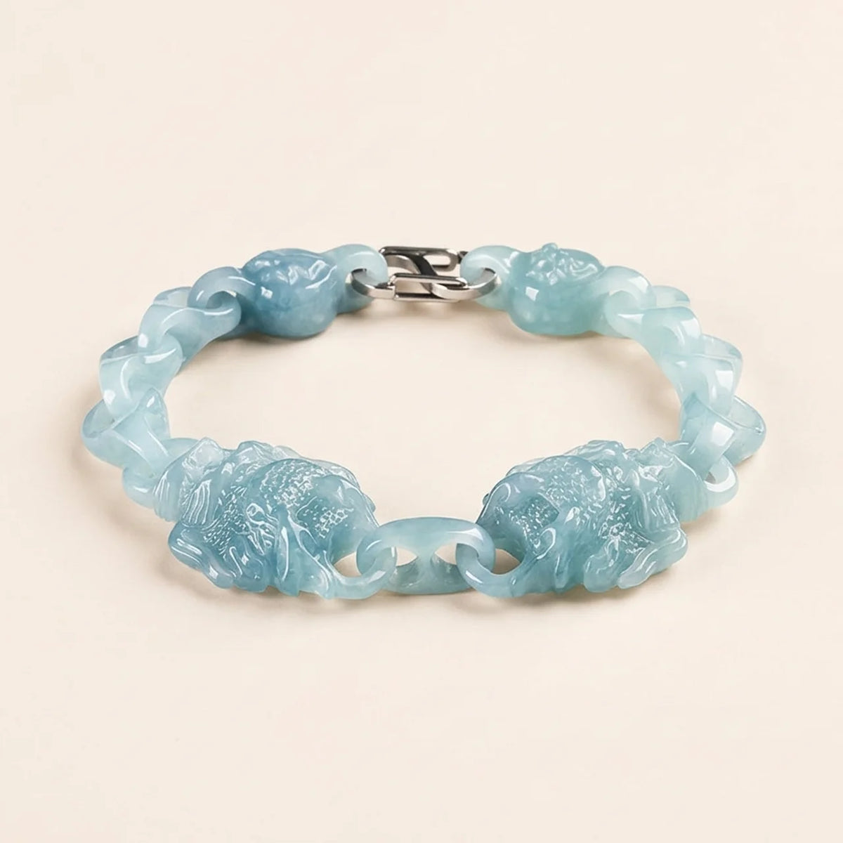 Natural Jade Double Dragon Men Bracelet