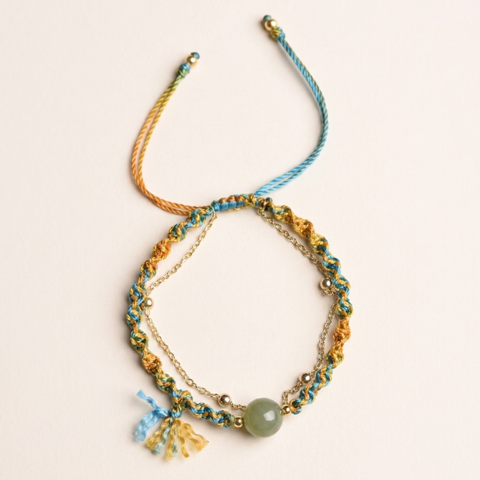 Natural Jade Double Layer Lucky Knot Bracelet