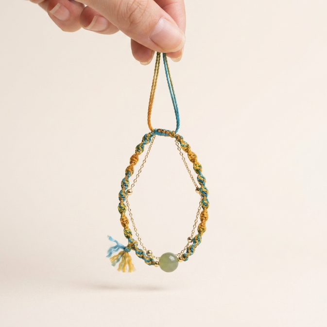 Natural Jade Double Layer Lucky Knot Bracelet