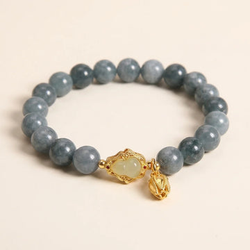 Natural Jade Gourd Tulip Charm Bracelet