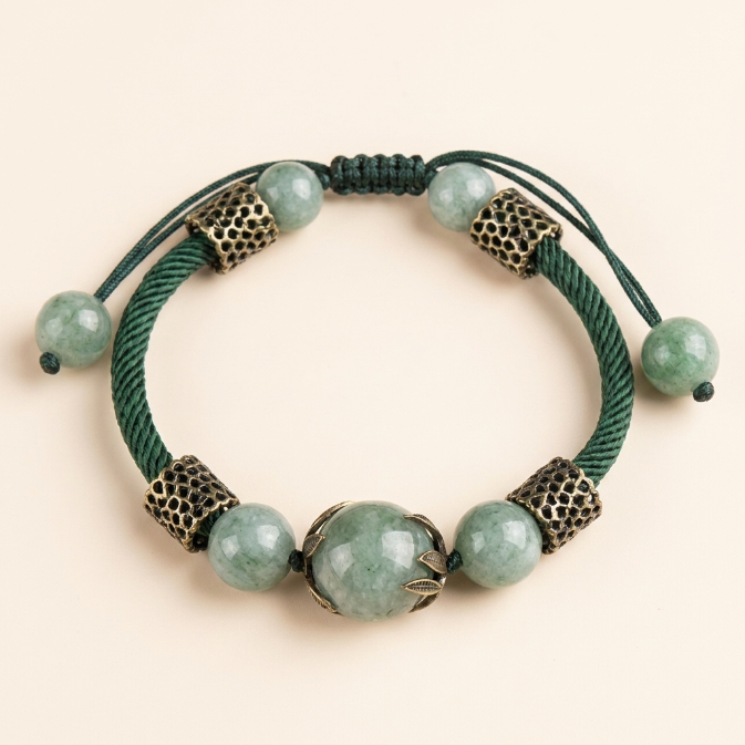 Natural Jade Green Rope Bracelet
