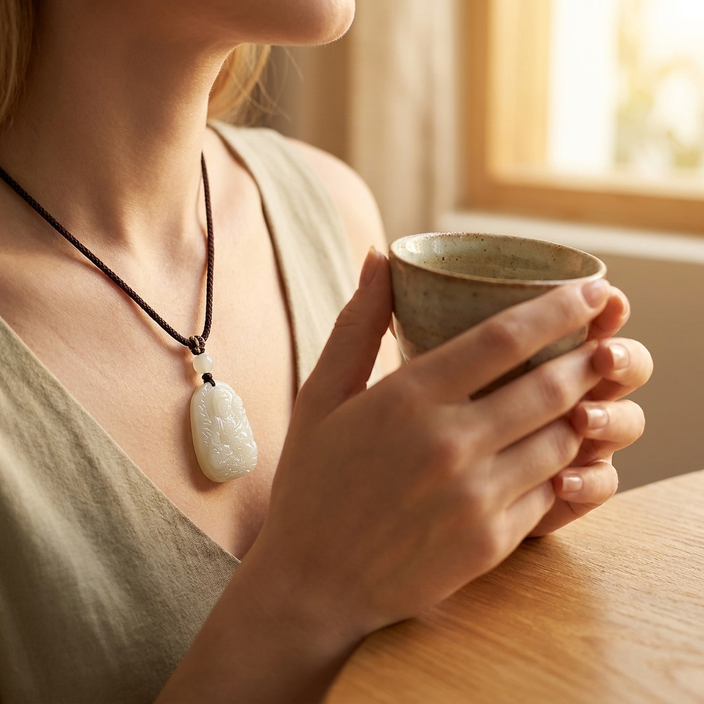 Natural Jade Guardian Buddha Pendant Necklace