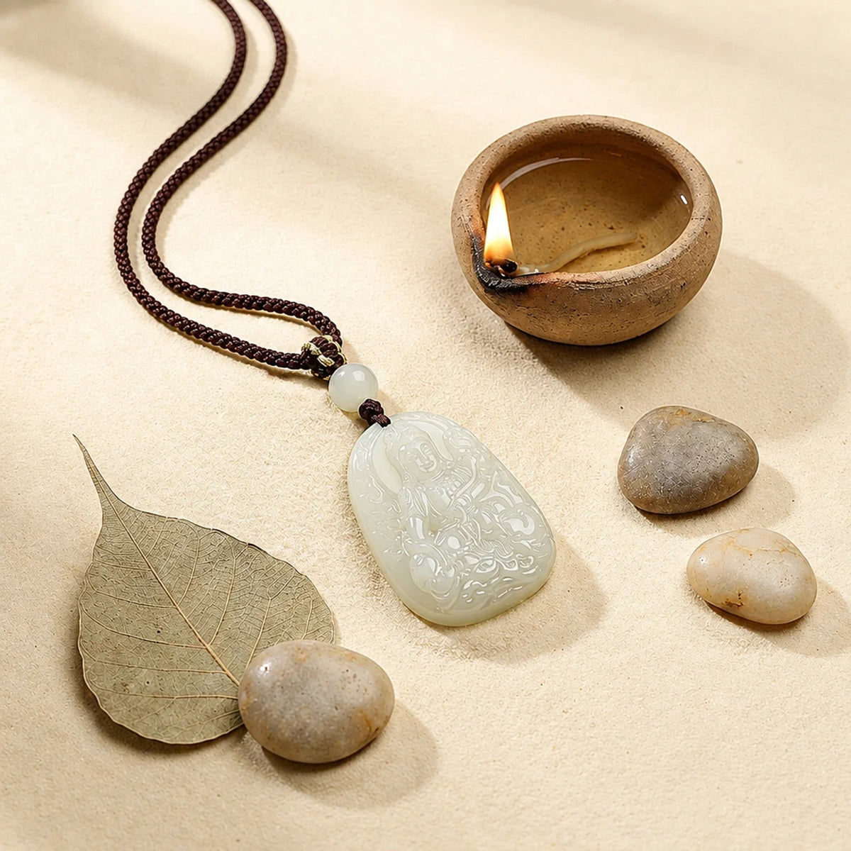 Natural Jade Guardian Buddha Pendant Necklace