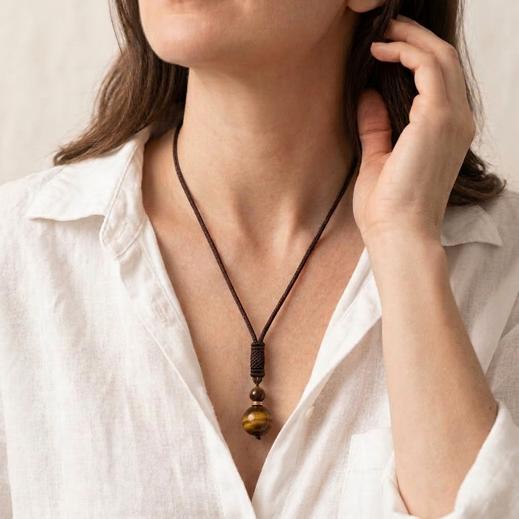 Pärlhalsband med naturlig jade och ädelstenar