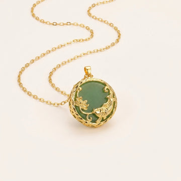 Natural Jade Koi Fish Lucky Pendant Necklace