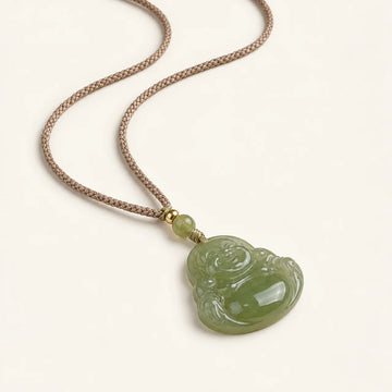 Natural Jade Laughing Buddha Pendant Necklace