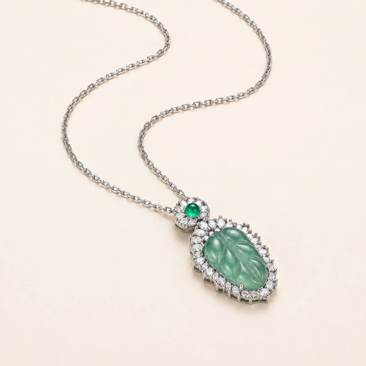 Natural Jade Leaf Pendant Necklace