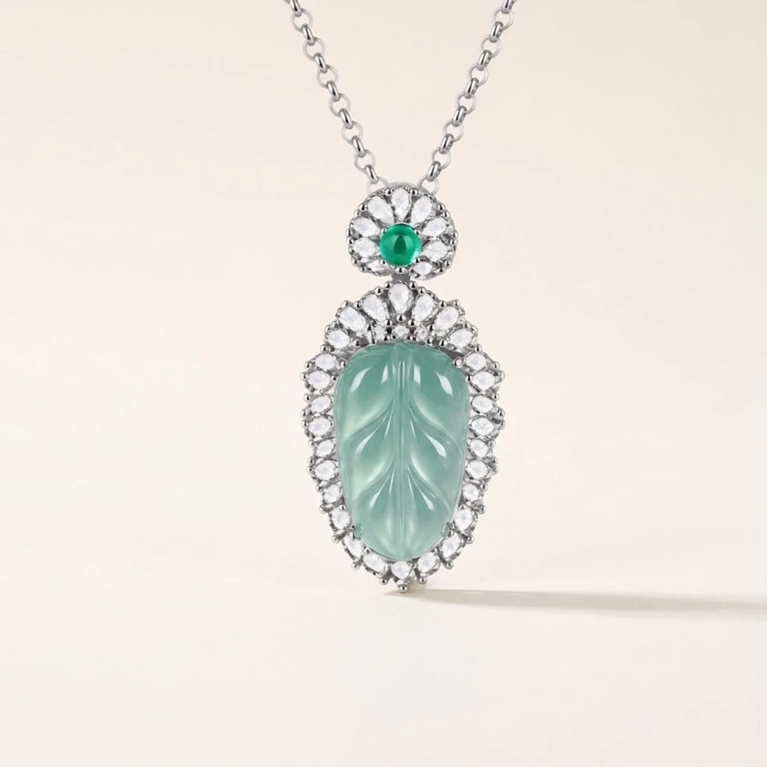 Natural Jade Leaf Pendant Necklace