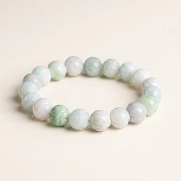 Natural Jade Lotus Carved Bracelet