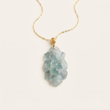 Natural Jade Lotus Pendant Necklace