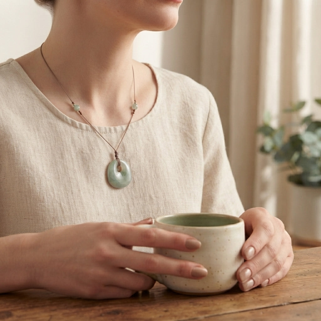 Natural Jade Luck Pendant Necklace