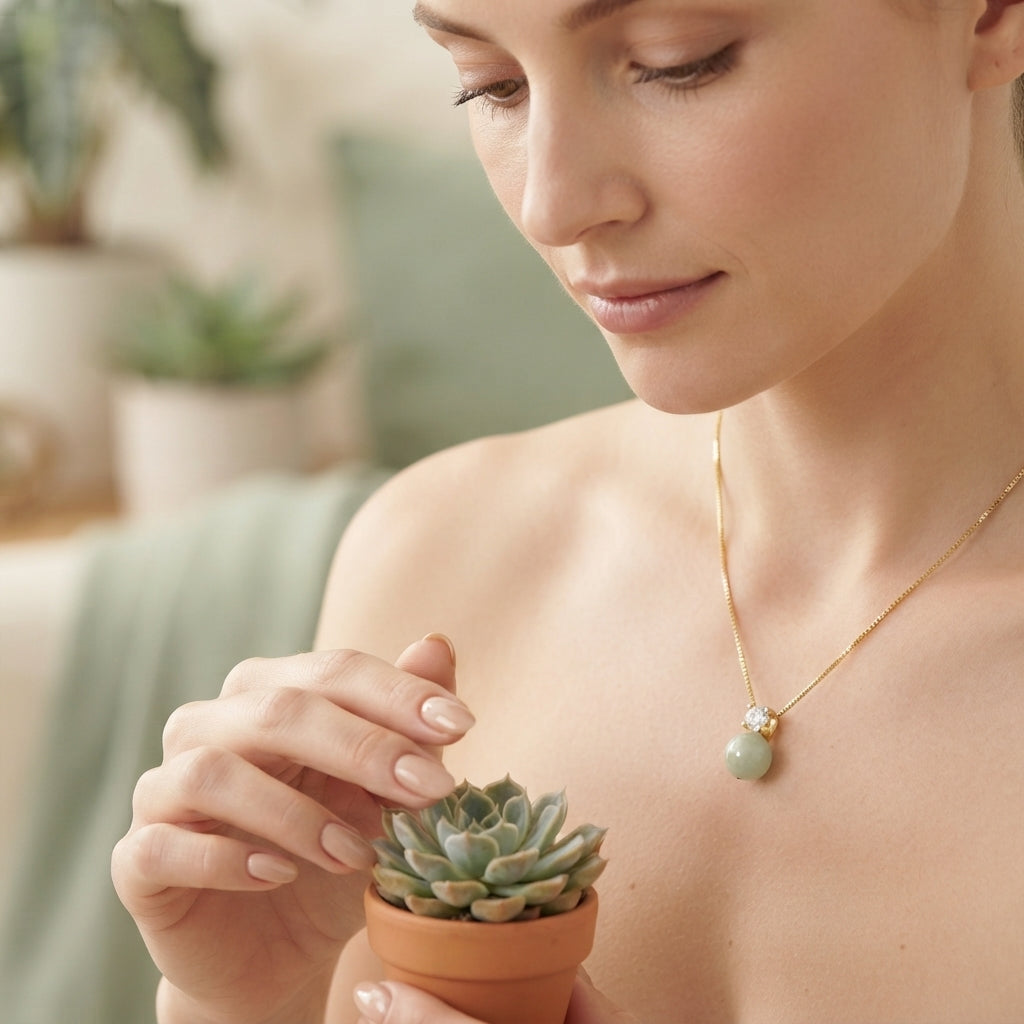 Natural Jade Lucky Bead Pendant Necklace