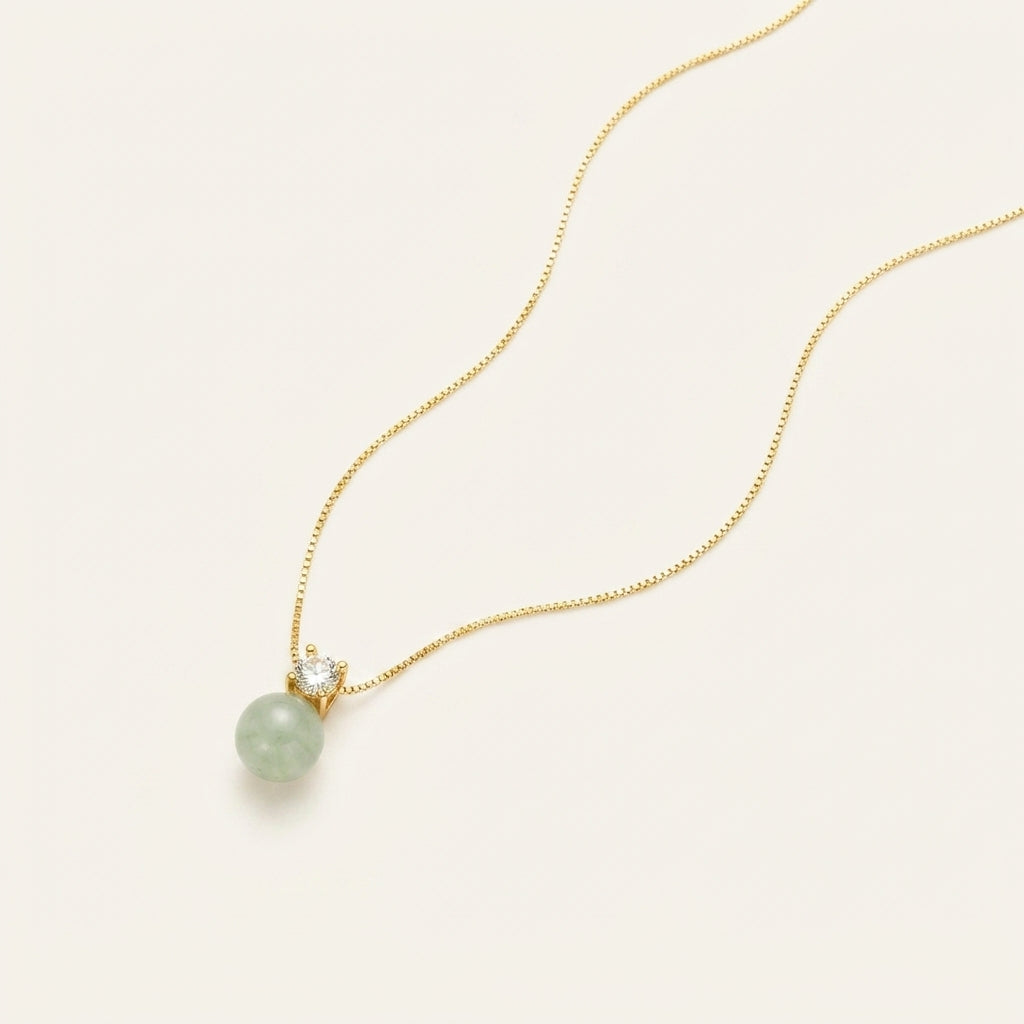 Natural Jade Lucky Bead Pendant Necklace