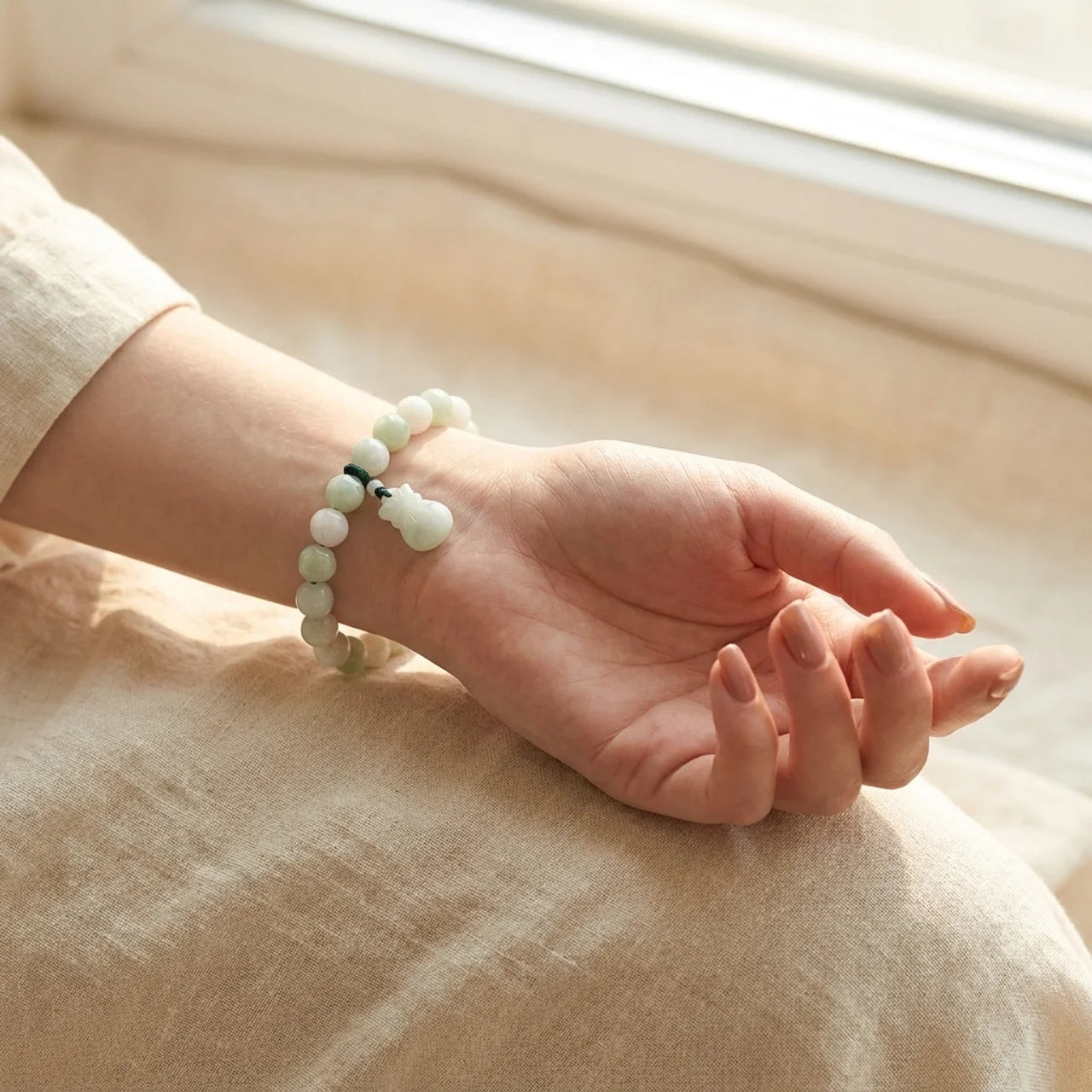 Natural Jade Money Bag Beaded Bracelet