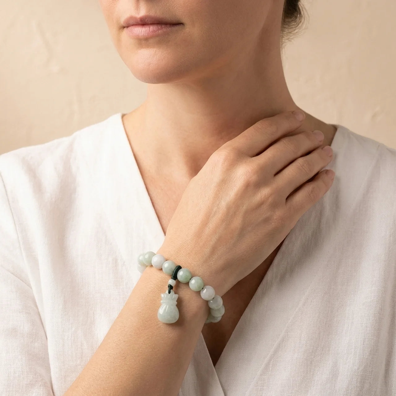 Natural Jade Money Bag Beaded Bracelet