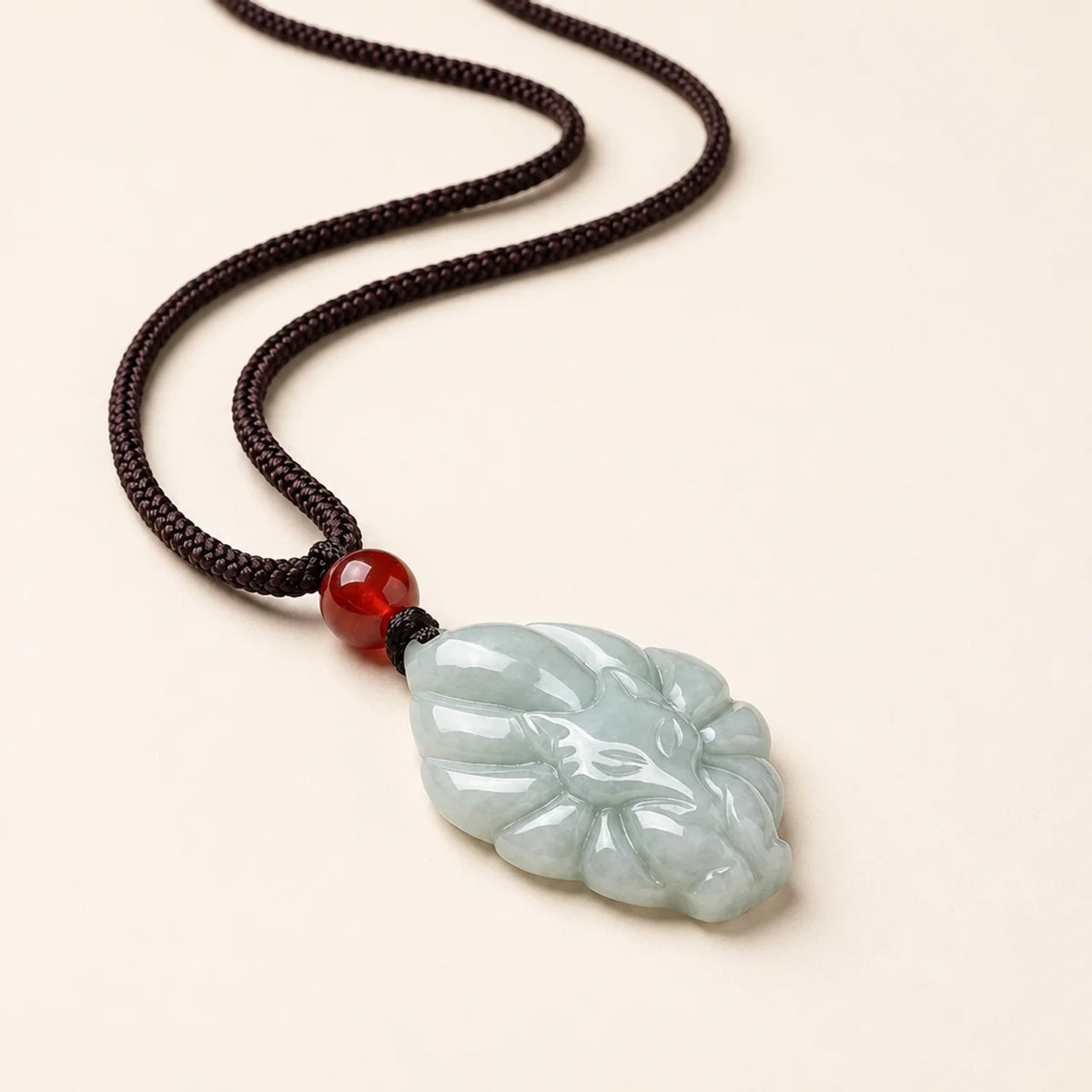 Natural Jade Nine-Tailed Fox Pendant Necklace