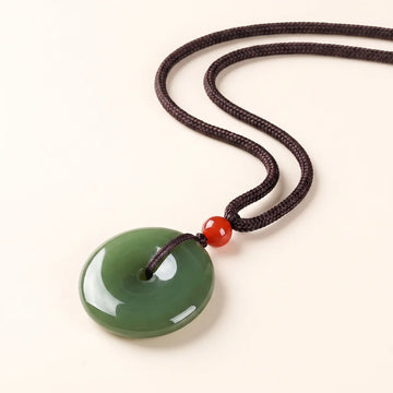 Natural Jade Peace Buckle Pendant Necklace