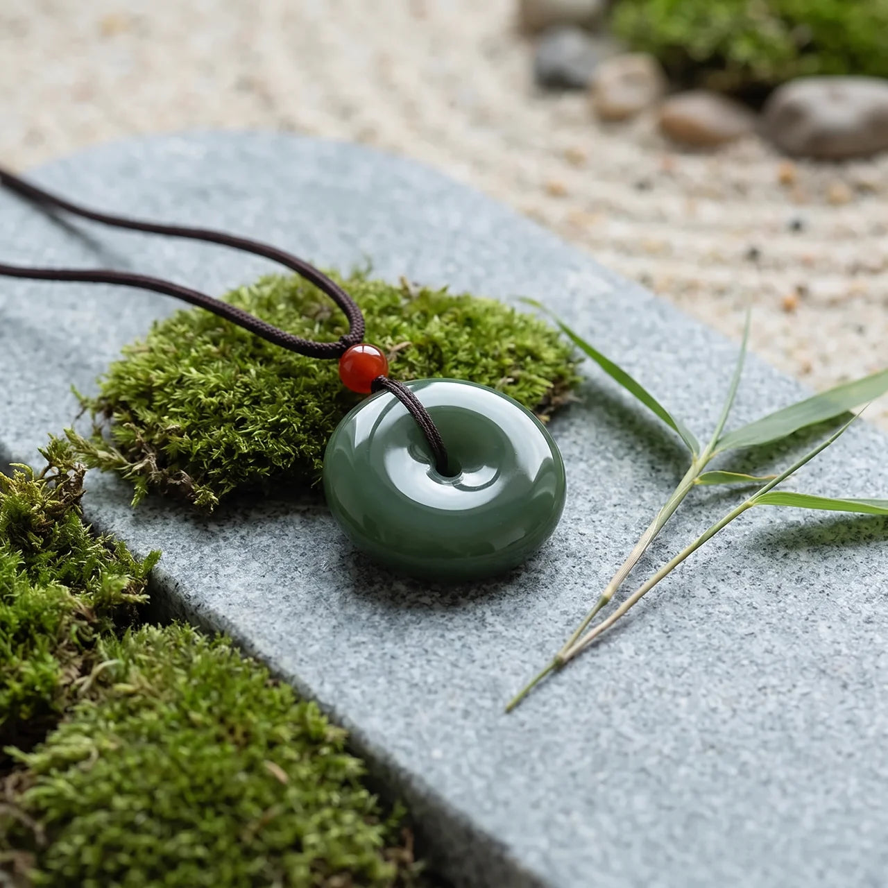 Natural Jade Peace Buckle Pendant Necklace