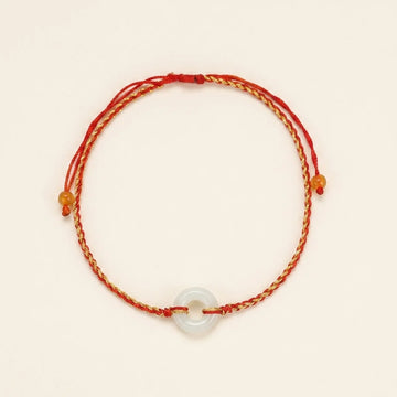 Natural Jade Peace Buckle Red String Bracelet