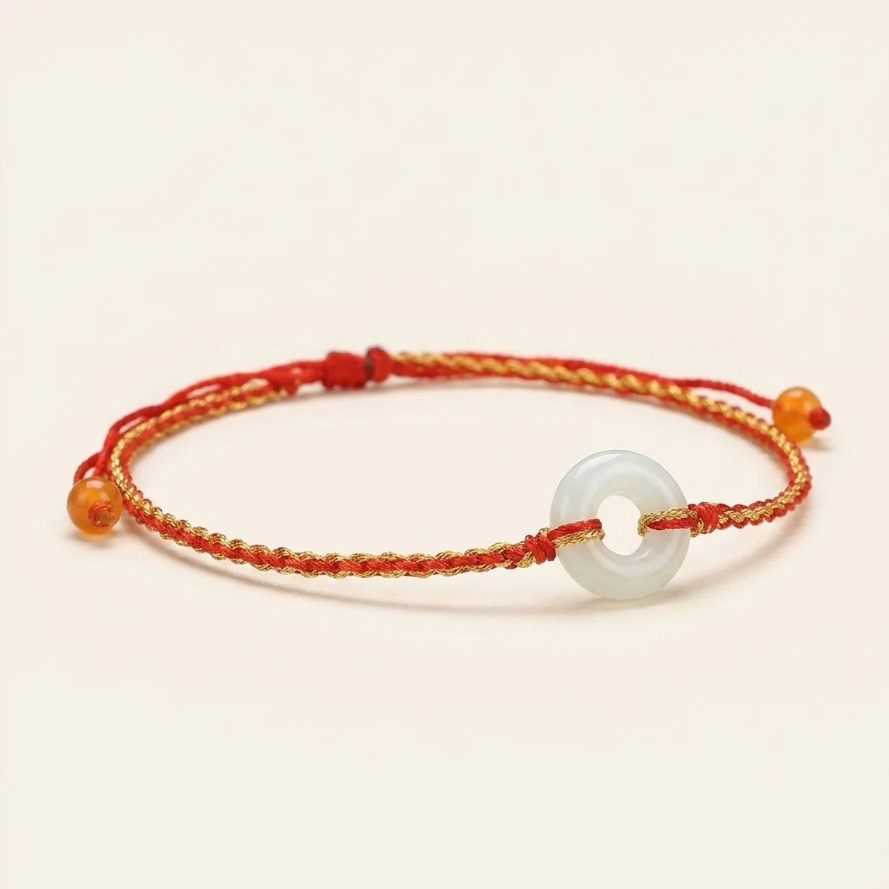 Natural Jade Peace Buckle Red String Bracelet