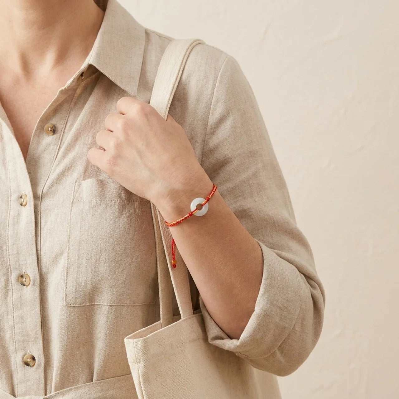 Natural Jade Peace Buckle Red String Bracelet