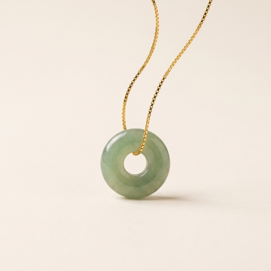 Natural Jade Ping An Kou Pendant Necklace