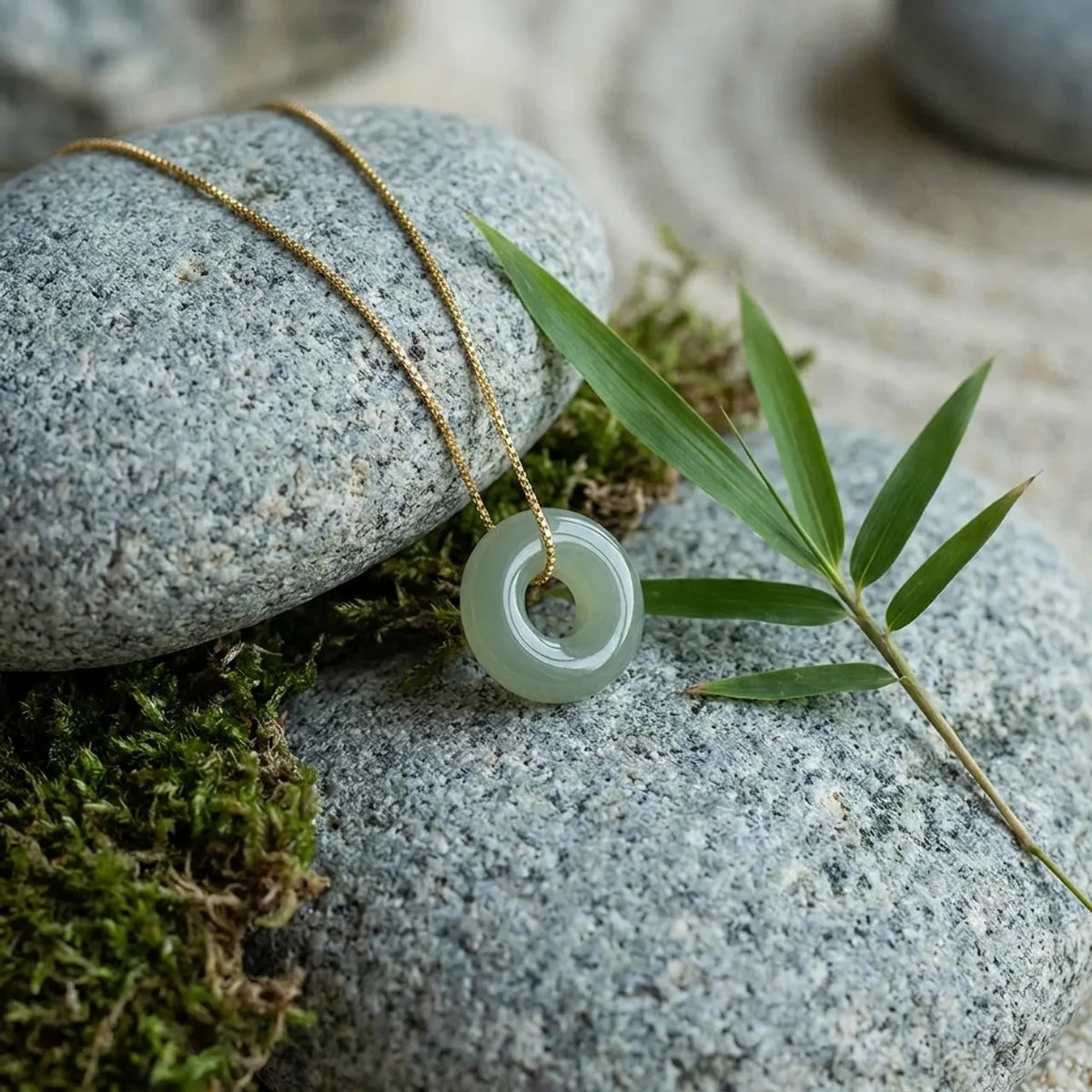 Natural Jade Ping An Kou Pendant Necklace