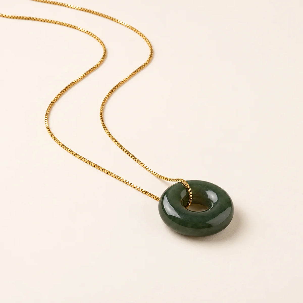 Natural Jade Ping An Kou Pendant Necklace