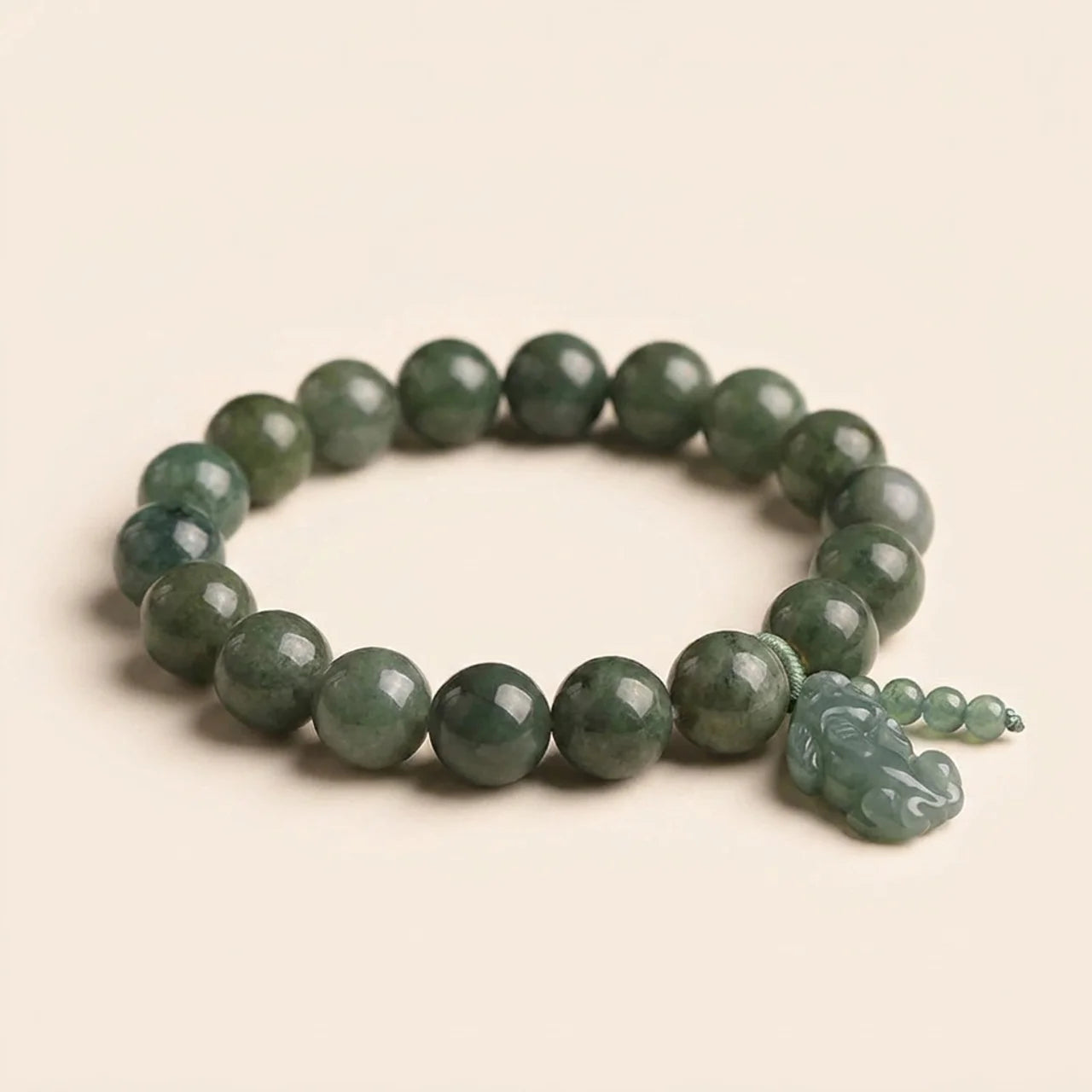 Natural Jade Pixiu Beaded Bracelet