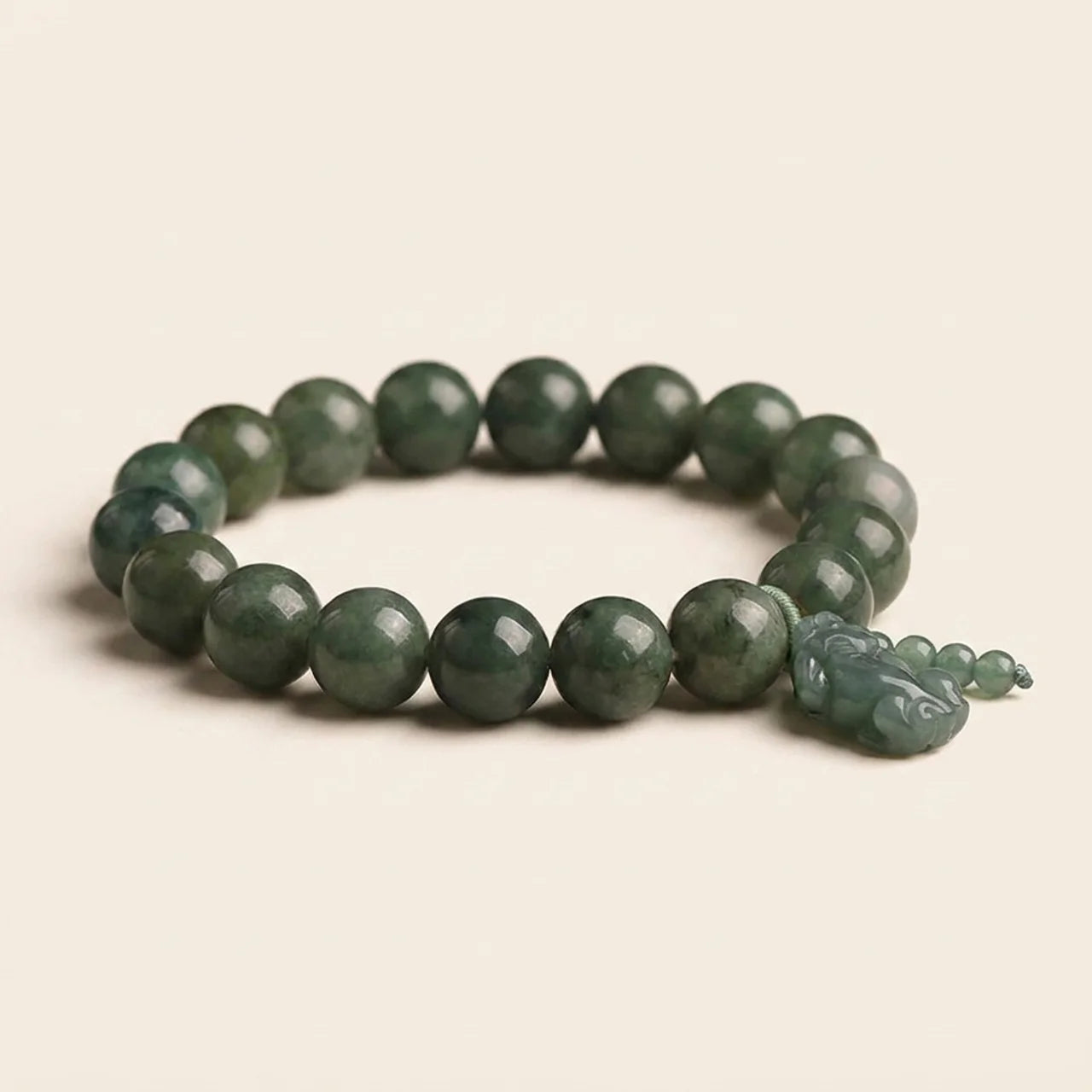 Natural Jade Pixiu Beaded Bracelet