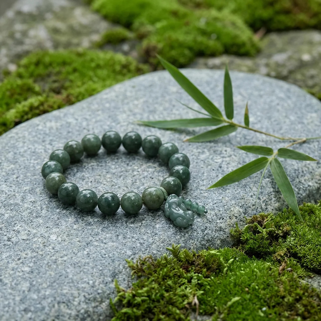 Natural Jade Pixiu Beaded Bracelet