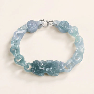 Natural Jade Pixiu Interlocking Link Bracelet