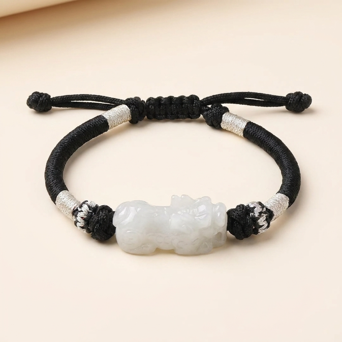 Natural Jade Pixiu Black String Bracelet