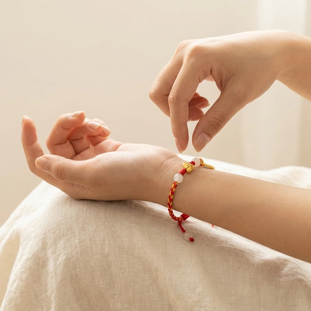 Natural Jade Red String Lucky Bracelet