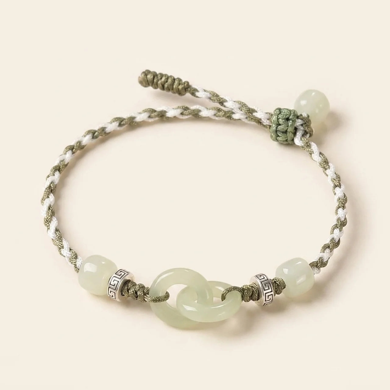 Natural Jade Red String Peace Buckle Bracelet