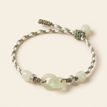 Natural Jade Red String Peace Buckle Bracelet