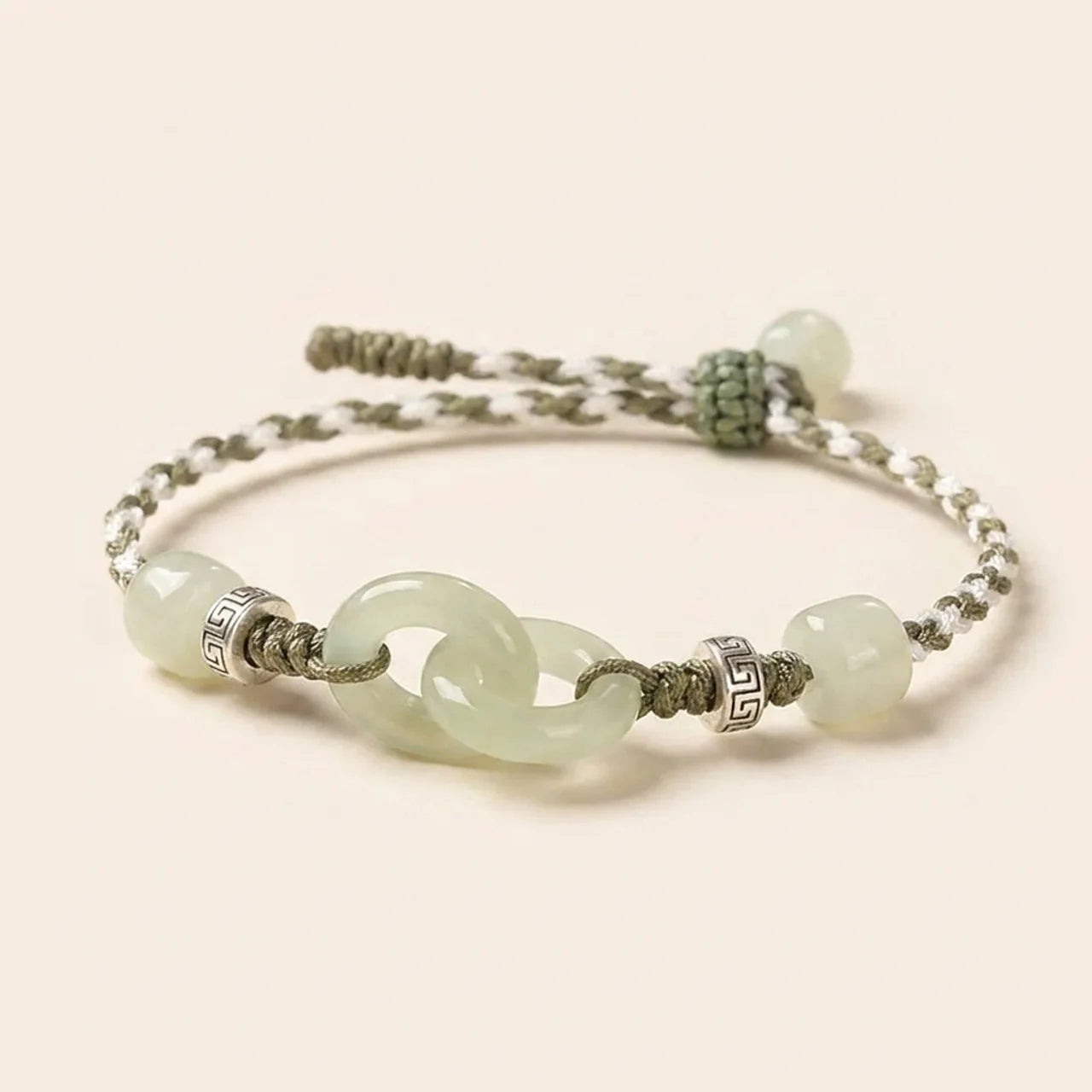 Natural Jade Red String Peace Buckle Bracelet