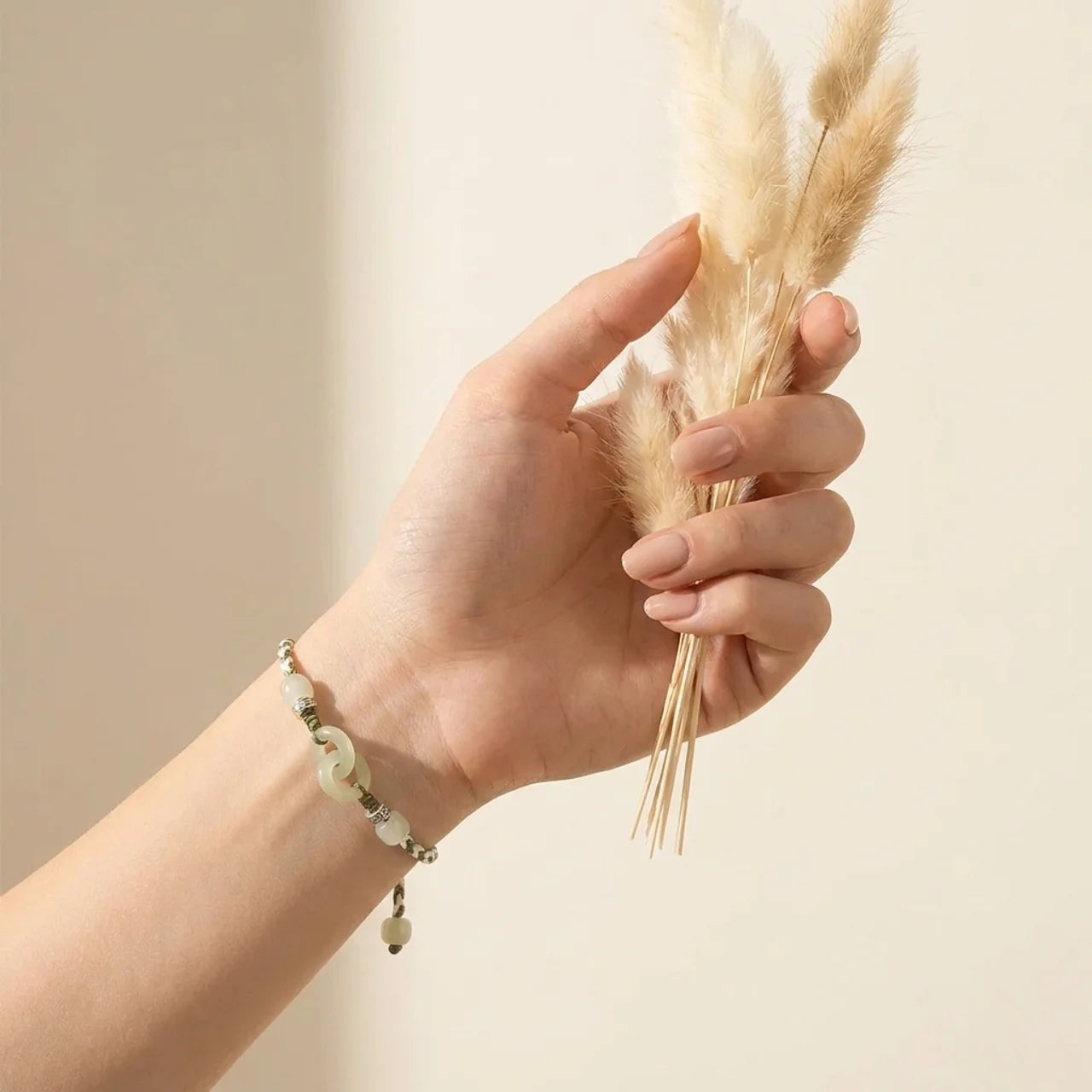 Natural Jade Red String Peace Buckle Bracelet