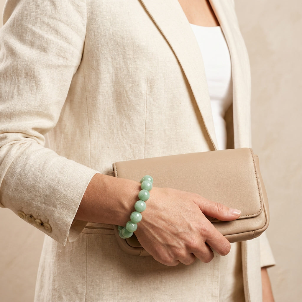 Natural Jade Round Bead Bracelet