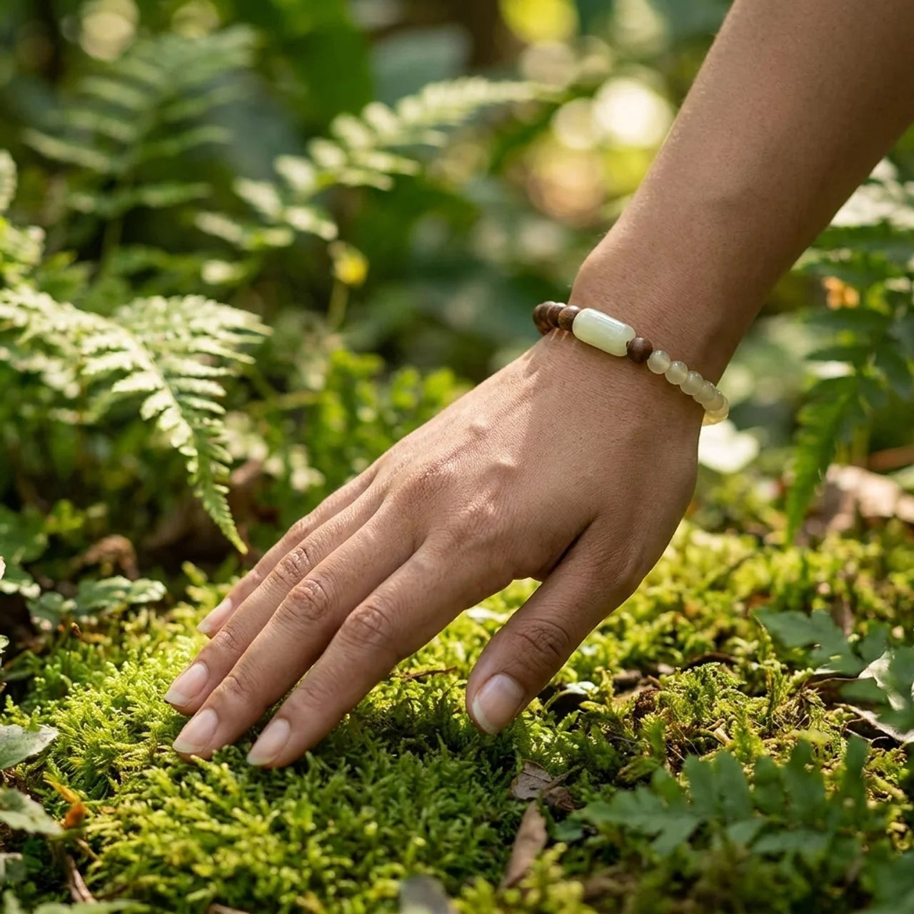 Natural Jade Sandalwood Beaded Bracelet