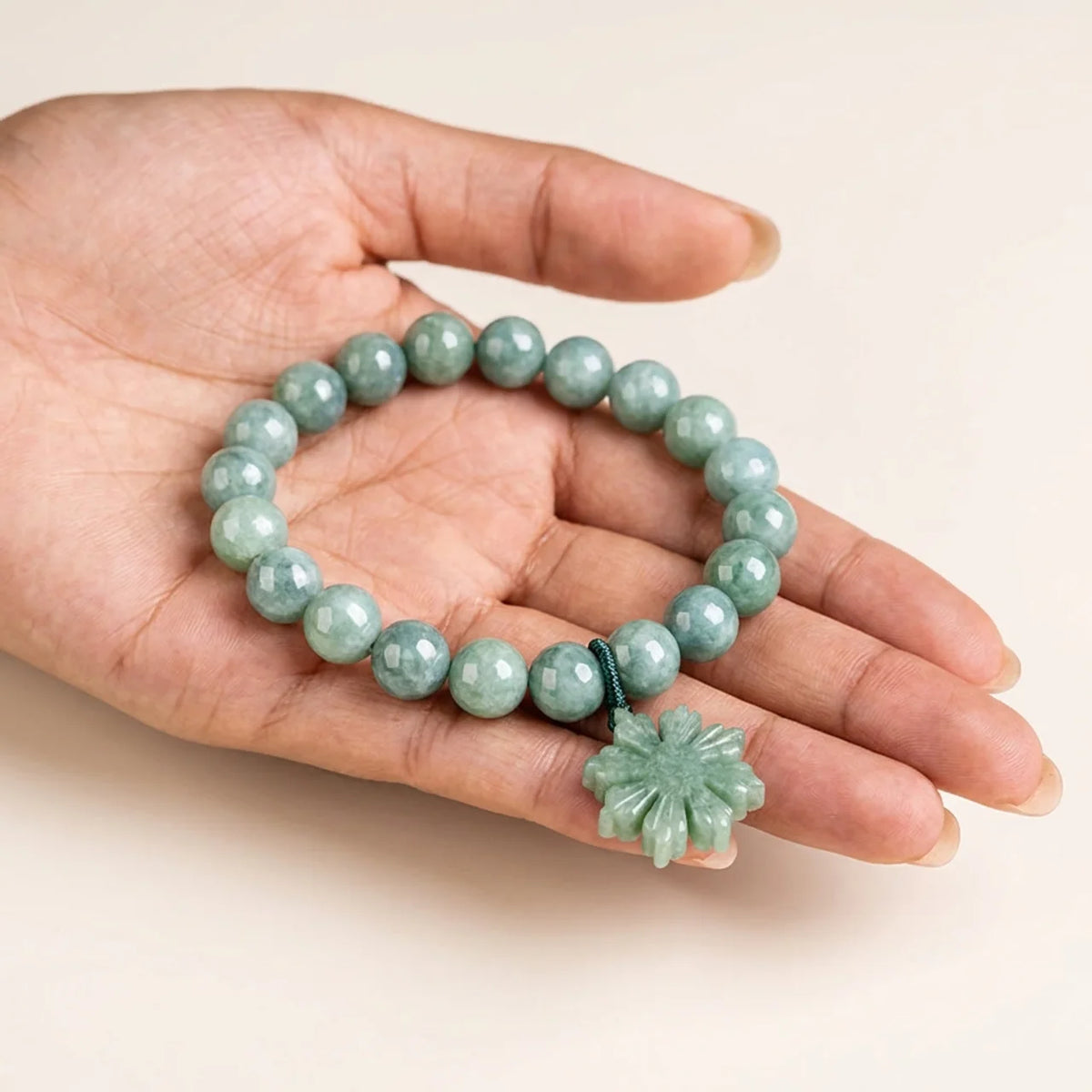 Natural Jade Sunflower Beaded Bracelet