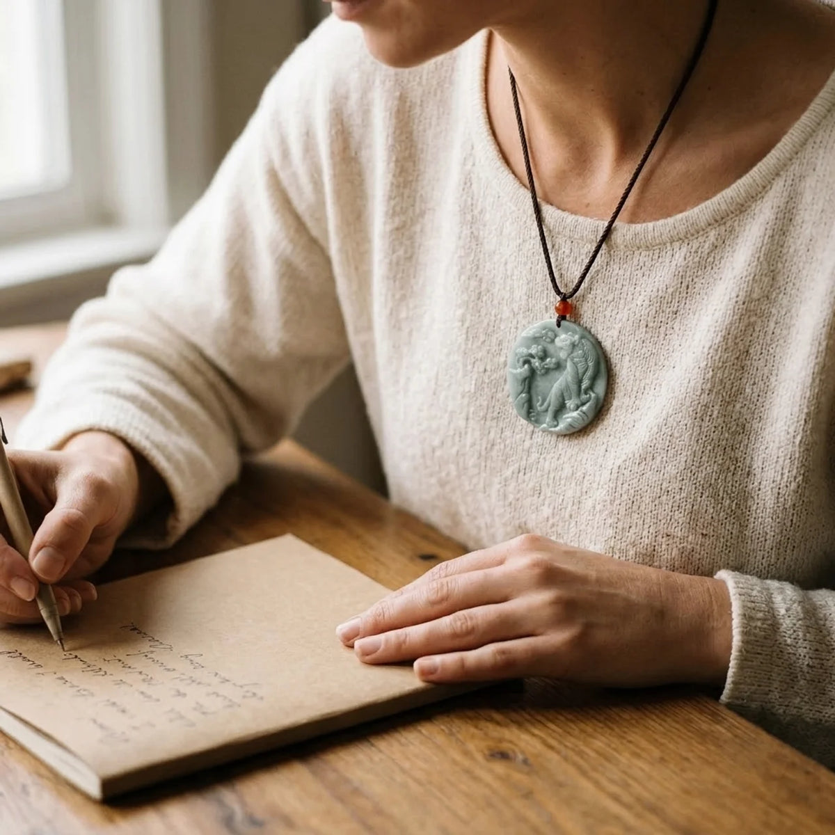 Natural Jade Tiger Pendant Necklace