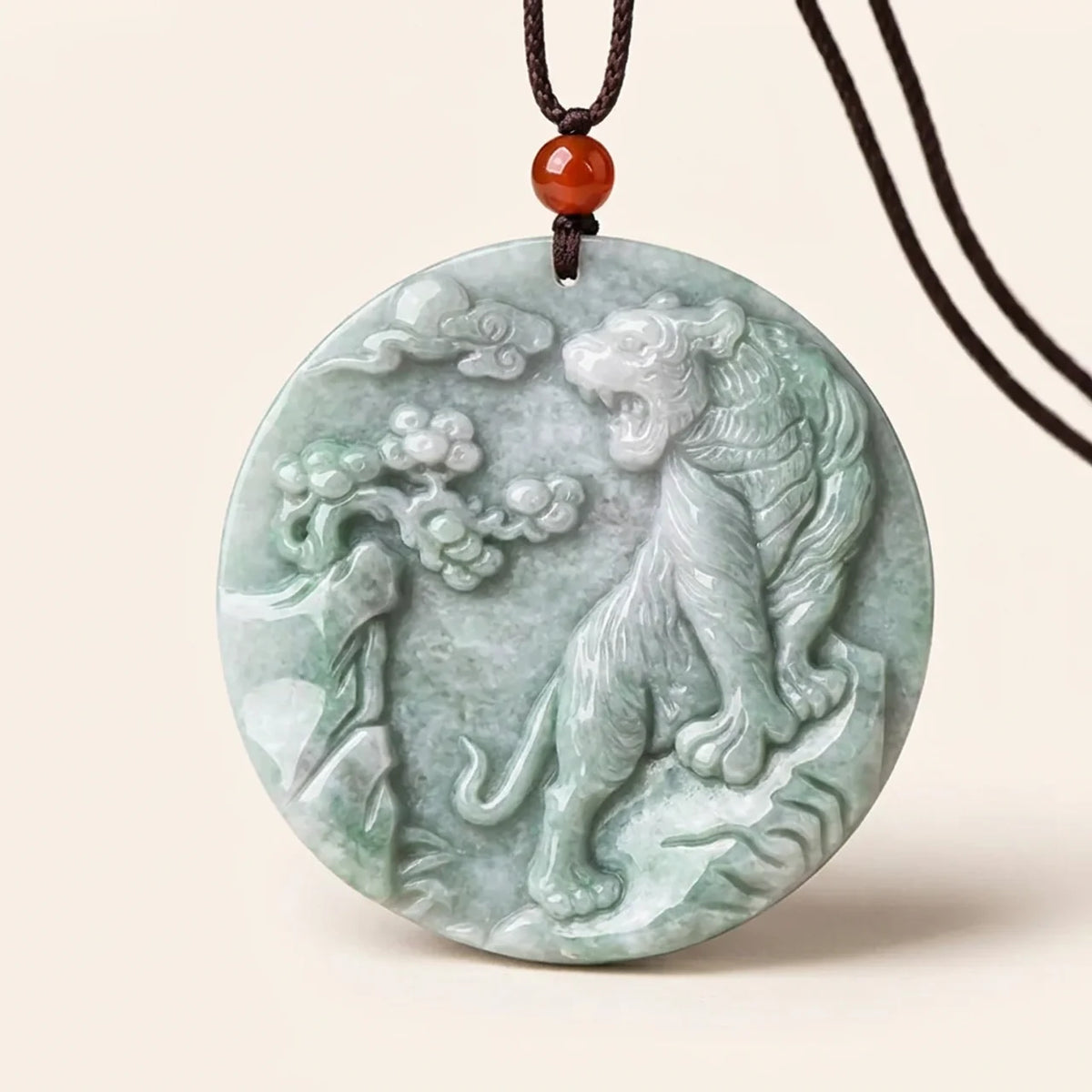 Natural Jade Tiger Pendant Necklace