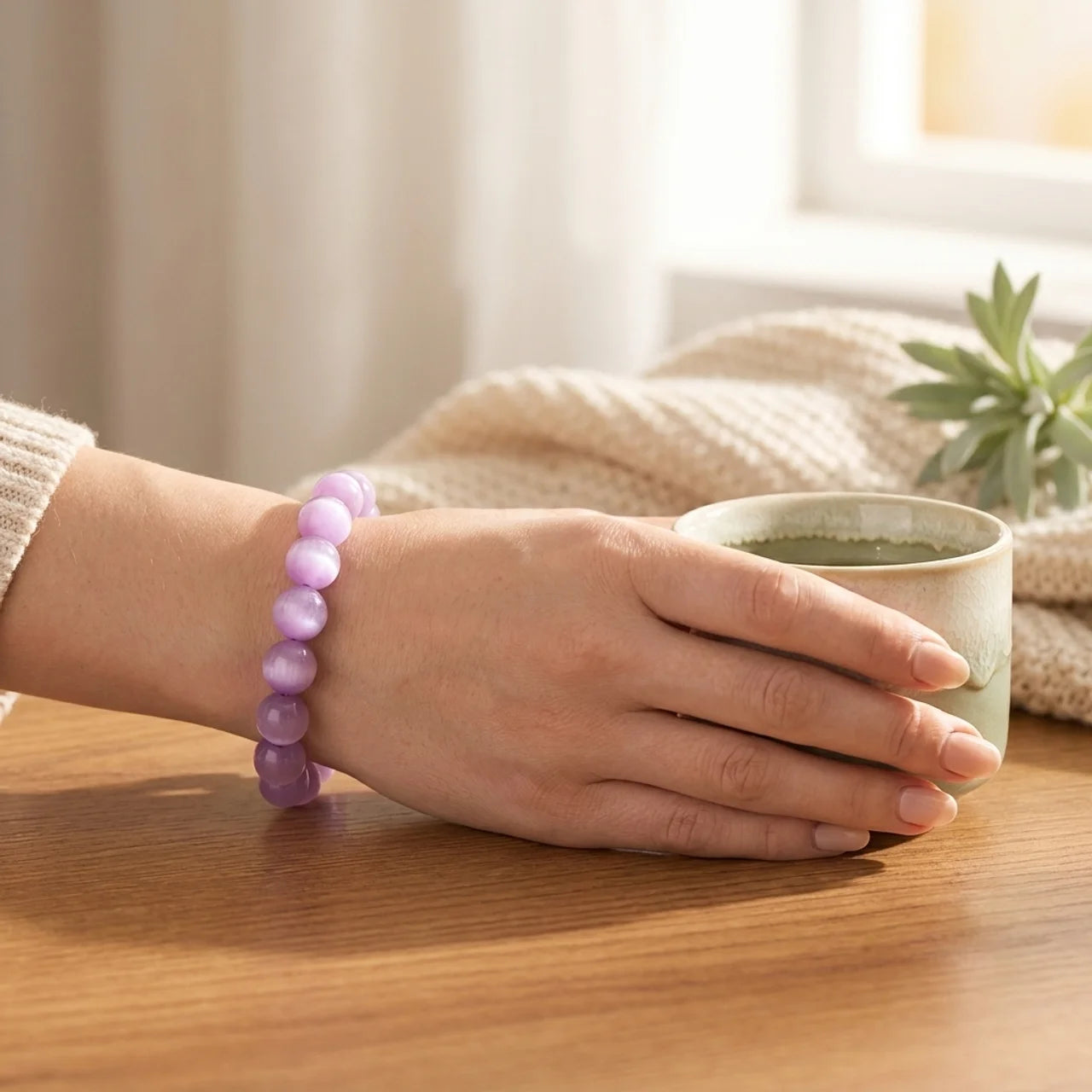 Natural Kunzite Beaded Bracelet
