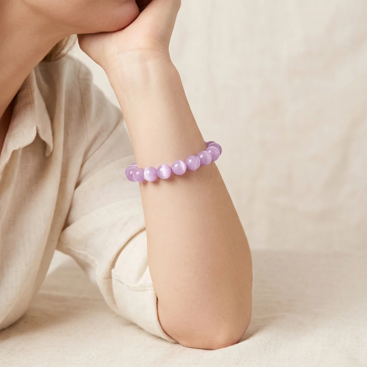 Natural Kunzite Beaded Bracelet