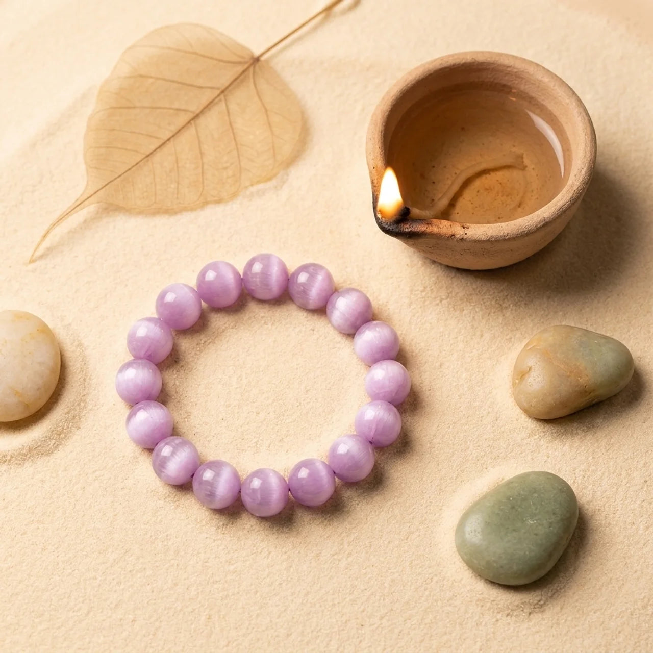 Natural Kunzite Beaded Bracelet