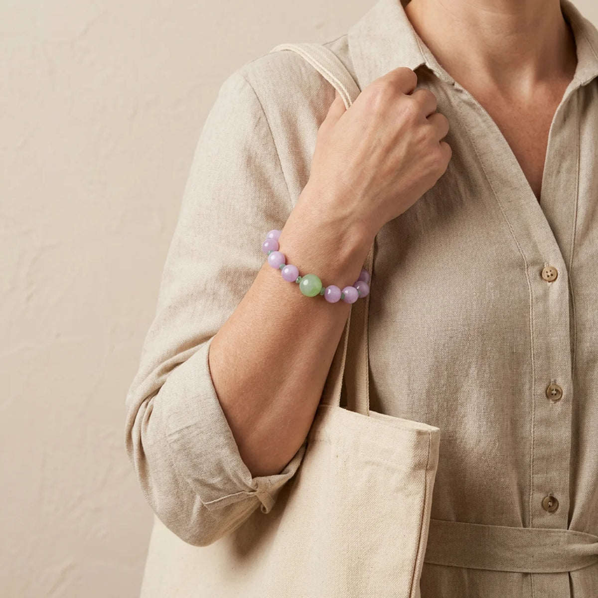 Natürliches Kunzit & Prehnit Armband