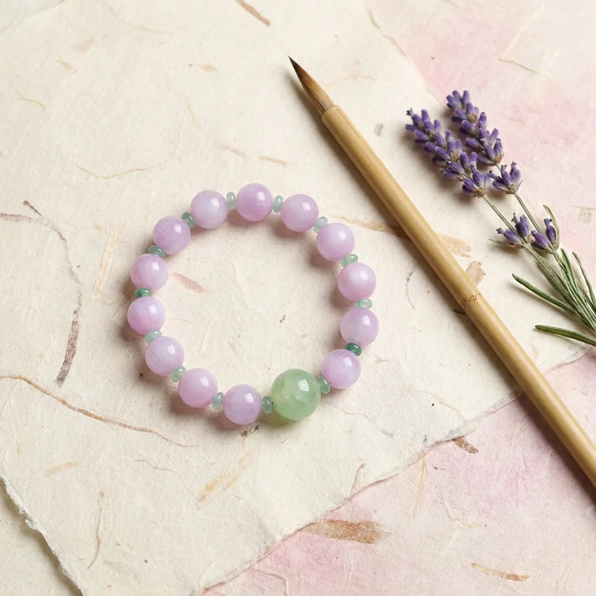 Natürliches Kunzit & Prehnit Armband
