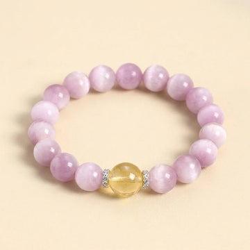 Natural Kunzite and Lepidolite Healing Bracelet